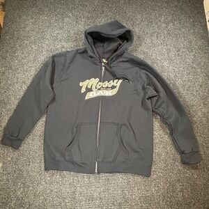 Mossy Oak Mens Black Camo Graphic Full Zip Hoodie Sweatshirt Large RN93846